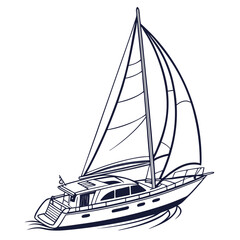 Majestic sailboat cruising ocean waves yacht sailing