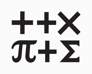 Obraz premium Mathematical symbol vector set and math notations for addition, subtraction, alpha, beta, infinity, sigma, square root, integral, pi, subset, set theory, functions, geometry, calculus