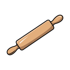 Simple cartoon illustration of a wooden rolling pin on a white background