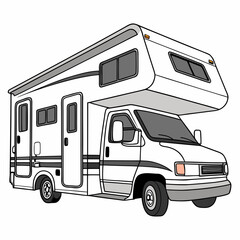 Naklejka premium White motorhome with gray accents and tinted windows