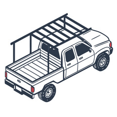 White pickup truck with dark blue frame and red taillights © Ghgs