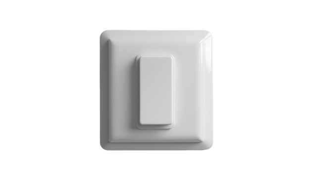 White Light Switch on Transparent Background Modern Electrical Wall Switch