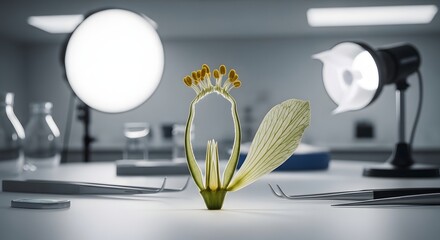 Flower Anatomy Study in a Science Laboratory