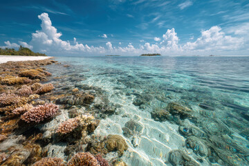 Obraz premium explore breathtaking biodiversity of maldives where vibrant marine life thrives alongside lush tropical flora