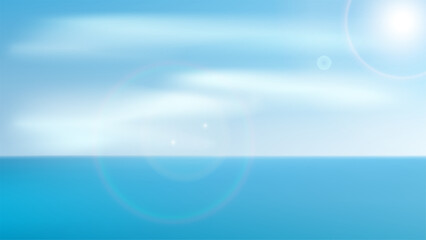 ocean sunset sea landscape with calm water and blue sky featuring soft clouds bright sun and serene horizon perfect for nature background travel vacation and wellness concepts