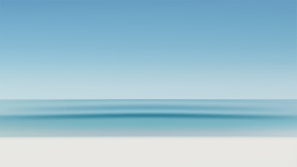 serene ocean horizon with soft beach and blue sky minimal background, peaceful seascape with calm blue water, tranquil summer coast landscape for travel or relaxation themes