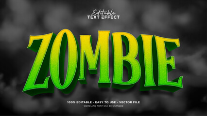 Editable zombie 3d text effect, Halloween text effect template