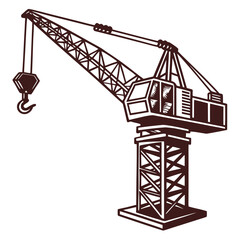 Towering construction crane lifting heavy load industrial machinery heavy machinery