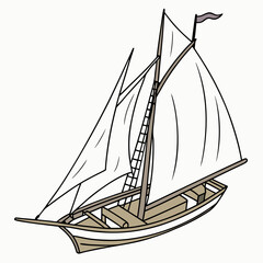 Traditional sailing vessel with white sails and brown hull sailing boat © BOY