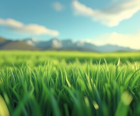 Hyperrealistic background with vibrant green grass 