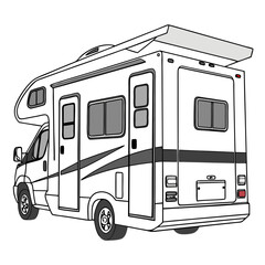 Naklejka premium White motorhome with extended roof and tinted windows camper travel