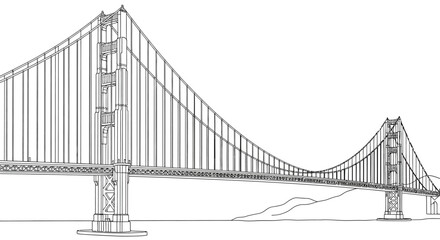 Fototapeta premium Famous Golden Gate Bridge San Francisco Adult Stress Relief Coloring Book Page
