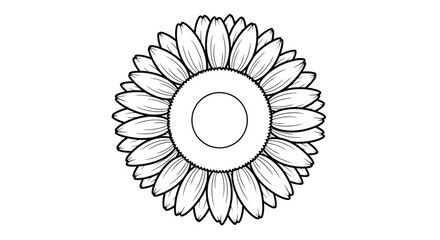 Large Sunflower with Clear Center Detail Adult Coloring Page Botanical Art