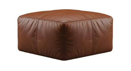 Brown leather square ottoman