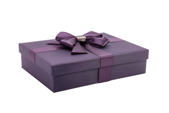 Purple Gift Box with Ribbon Bow Luxury Present