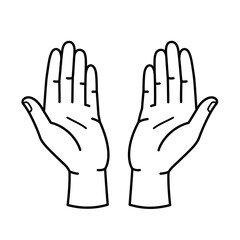 Vector art of two open hands are displayed isolated on white background
