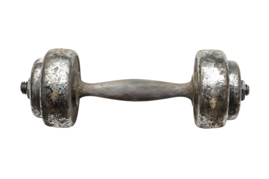 Old rusty dumbbell weight training gym fitness strength workout,
