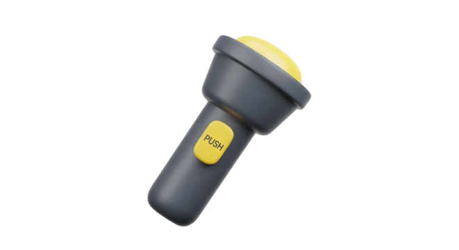 Black and Yellow Handheld Pusher with Large Rounded Head on Transparent Background