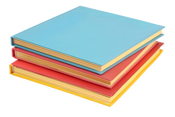 Stack of colorful books blue red yellow educational reading literature