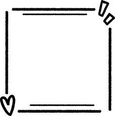 Abstract doodle square frames hand drawn with black line. Element of heart. Border frame for template, note and memo