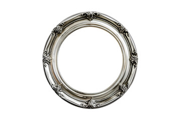 Fototapeta premium Ornate silver oval picture frame on black background