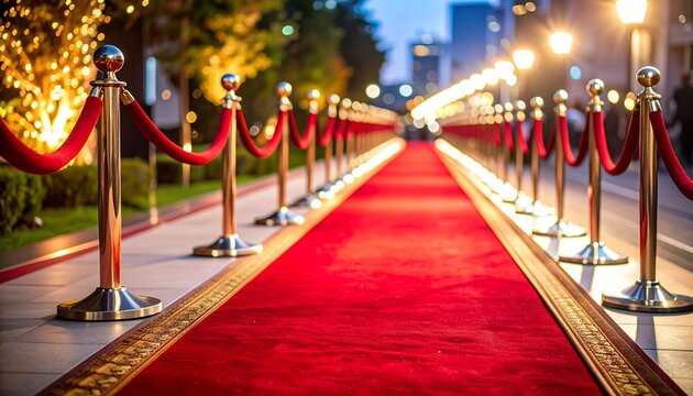 Red carpet runway at night