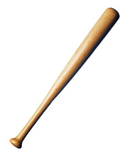 Wooden baseball bat lying on a plain background