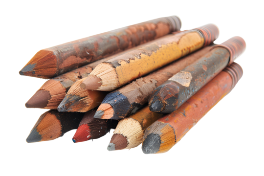 Well-used colored pencils art supplies drawing tools