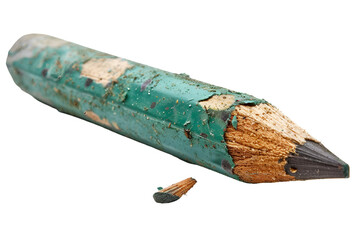 Worn teal pencil art supply writing tool detail close up