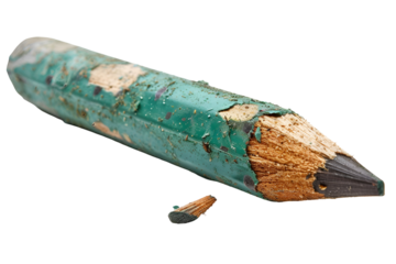 Worn teal pencil art supply writing tool detail close up