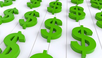 Green dollar signs on white planks