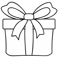 Simple outline gift box with bow ready for presents and celebrations
