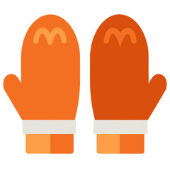 Illustrated pair of orange mittens with cute design for winter or holiday projects
