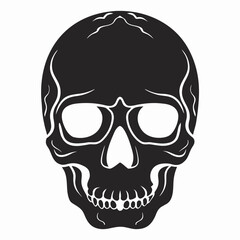 Detailed black skull vector illustration suitable for halloween designs and gothic themes