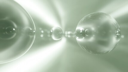 Abstract Green Background with Spheres and Light Effects for Design