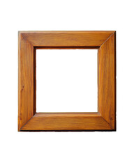 Wooden picture frame with empty center on black background