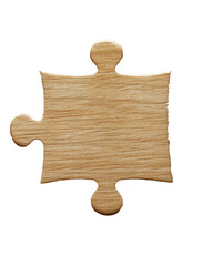 Wooden puzzle piece isolated on a white background
