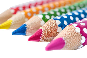 Colorful polka dot pencils close up shot art supplies creativity
