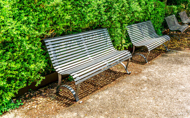 beautiful bench in a green park for relavation with amazing view to a pamorama above