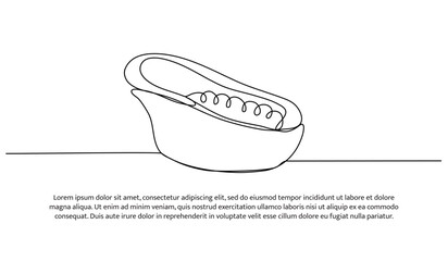 One line of baby bathtub. Abstract minimal continuous line.