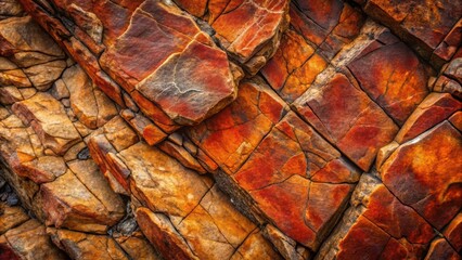 A close up shot of a rock formation with orange and brown hues and sharp edges