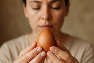woman holding egg