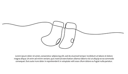 One line of little baby sock. Abstract minimal continuous line.