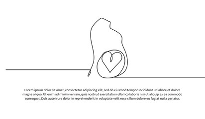 One line of pregnant. Abstract minimal continuous line.