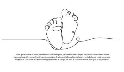 One line of baby's soles. Abstract minimal continuous line.