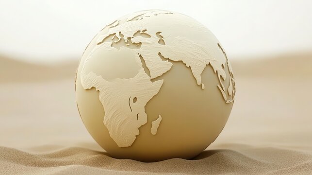 Beige Globe Representation of World Map in Minimalistic Style