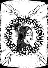 girl with flowers the dark