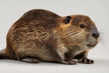 Fototapeta premium Beaver side view on isolated background