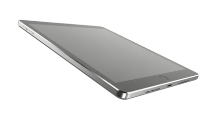 Silver tablet computer on dark background