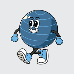 Cute cartoon Gym Ball character walking with a happy face illustration